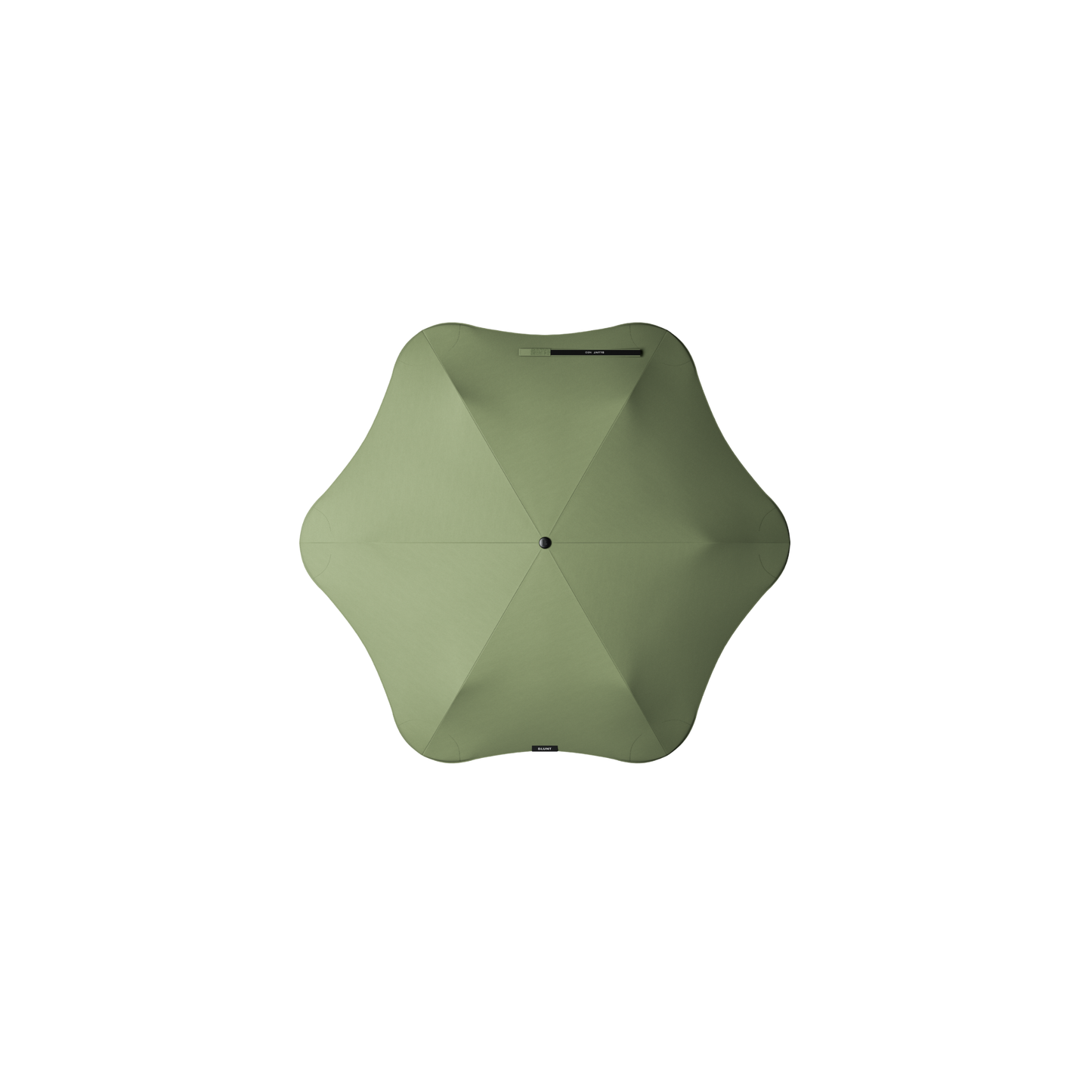 Top view of the Blunt Umbrella Sage Green at 98cm, featuring a compact design with high tensioned canopy, wind tested construction and recycled rPET fabric for rain or shine.