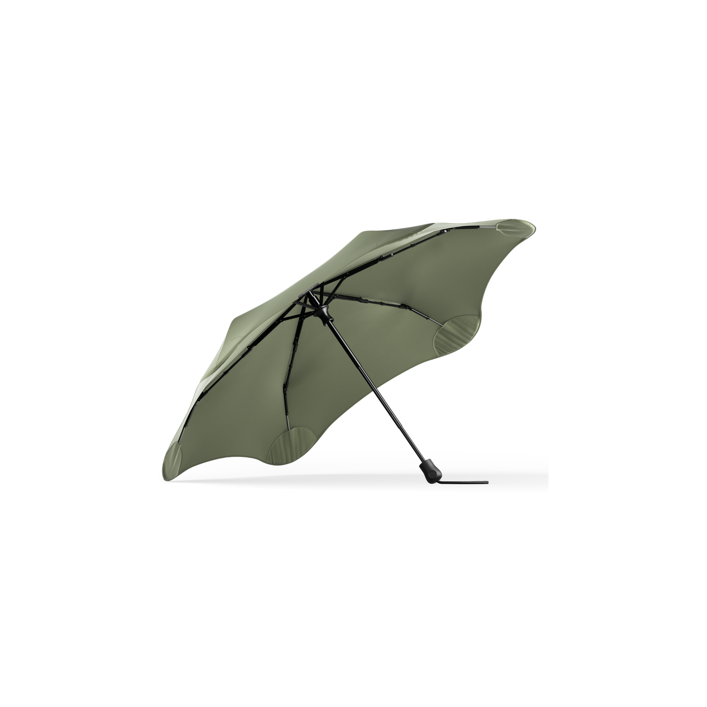 Open inner side of the Blunt Umbrella Sage Green at 98cm, featuring a compact design with high tensioned canopy, wind tested construction and recycled rPET fabric for rain or shine.