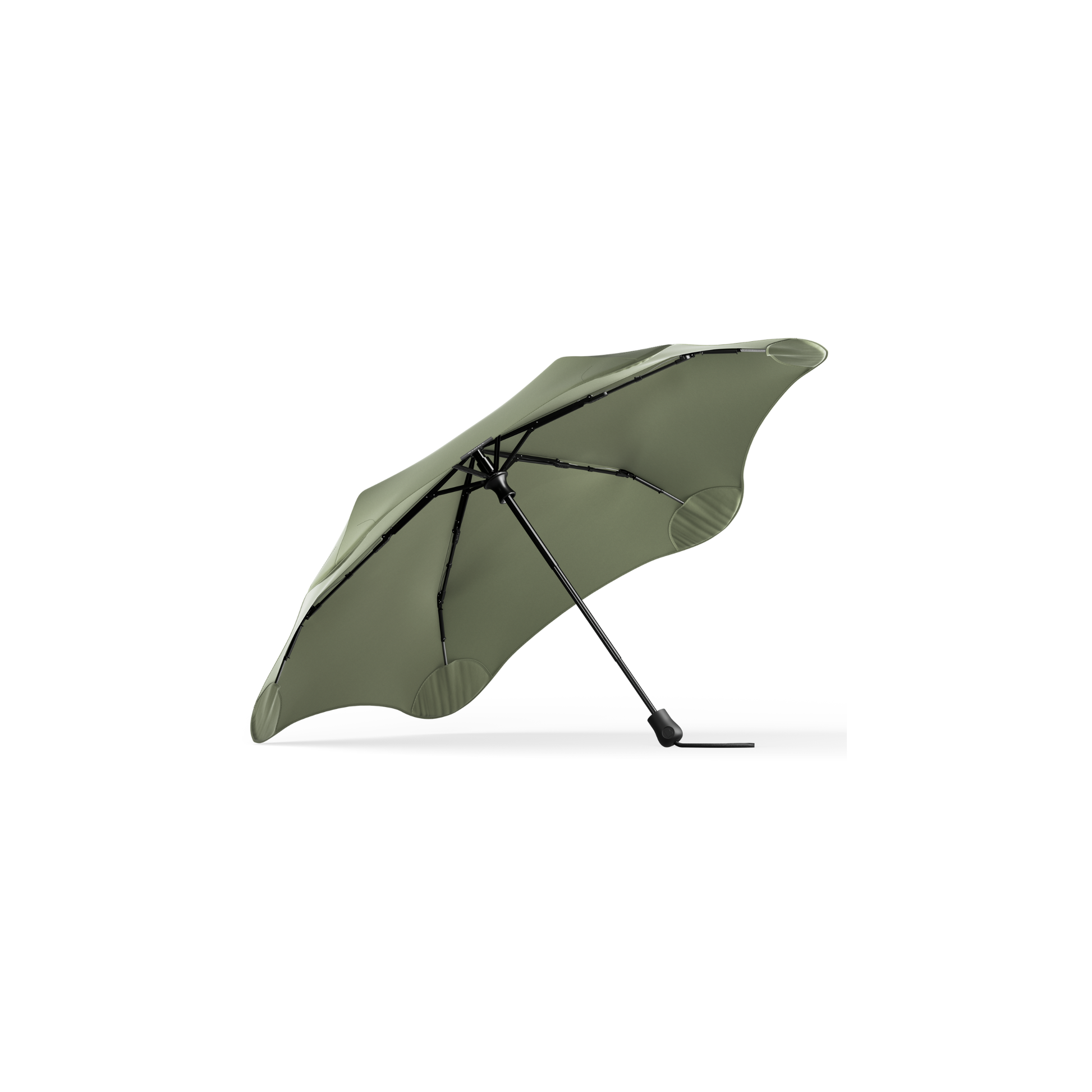 Open inner side of the Blunt Umbrella Sage Green at 98cm, featuring a compact design with high tensioned canopy, wind tested construction and recycled rPET fabric for rain or shine.