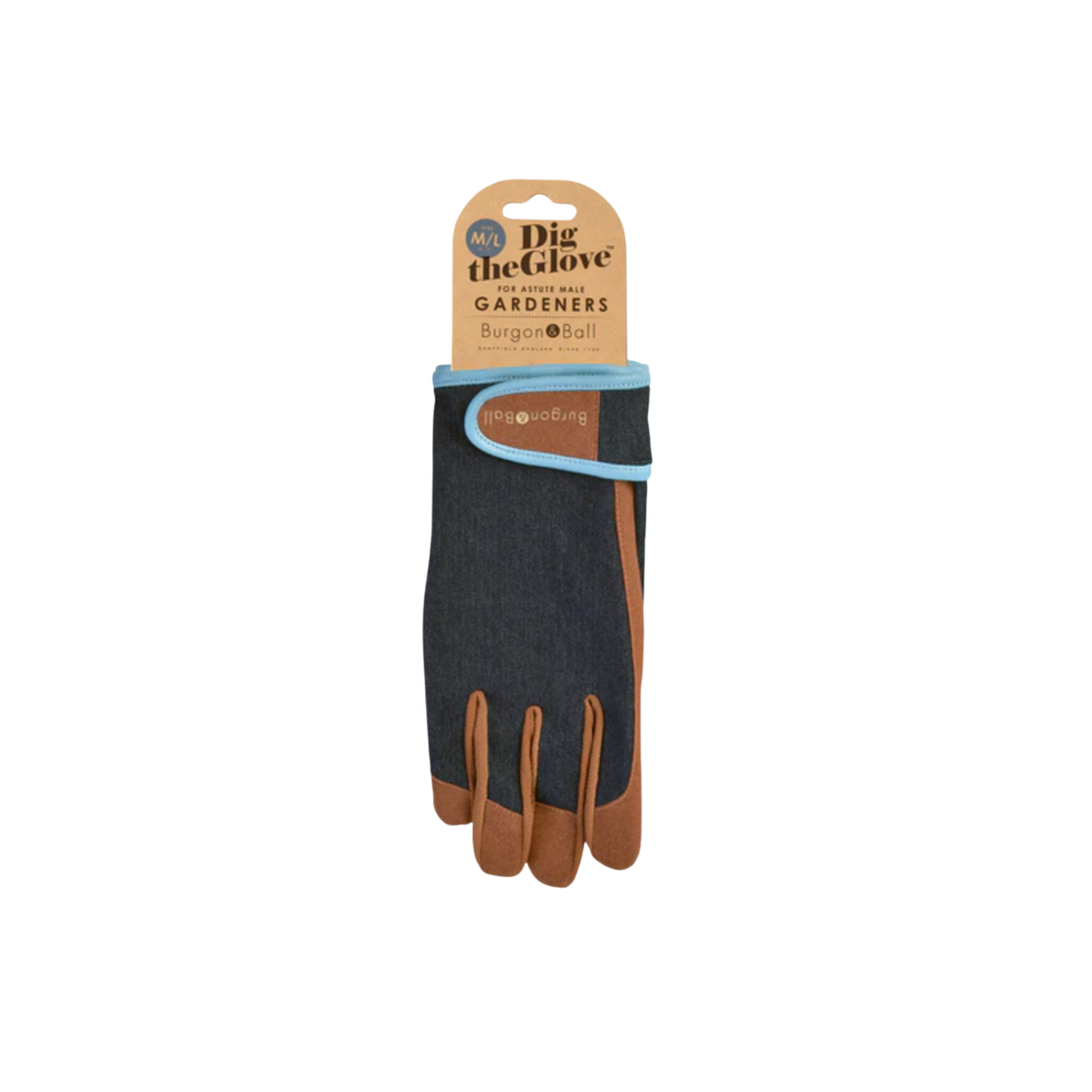 Burgon & Ball gardening glove in cardboard packaging front view