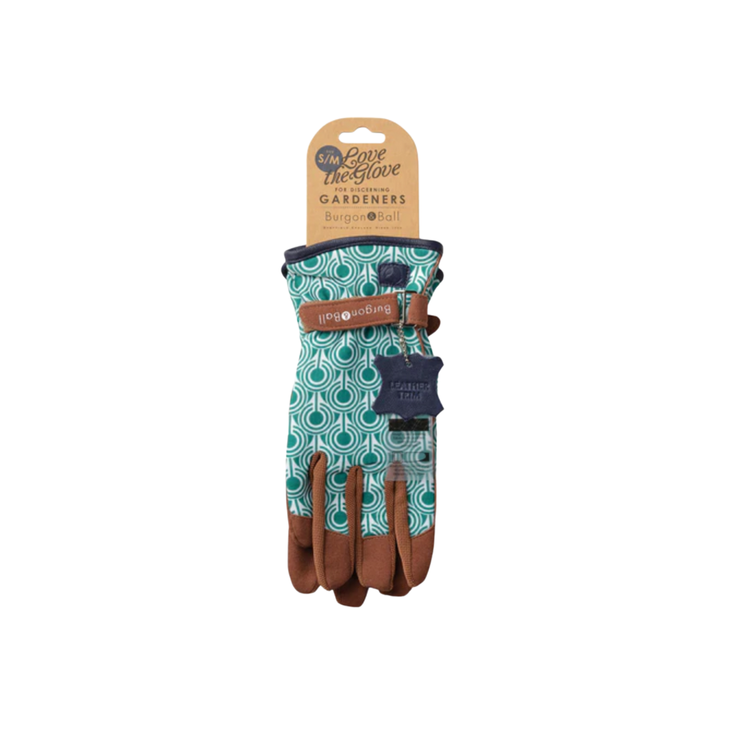 Burgon & Ball gardening glove in cardboard packaging front view