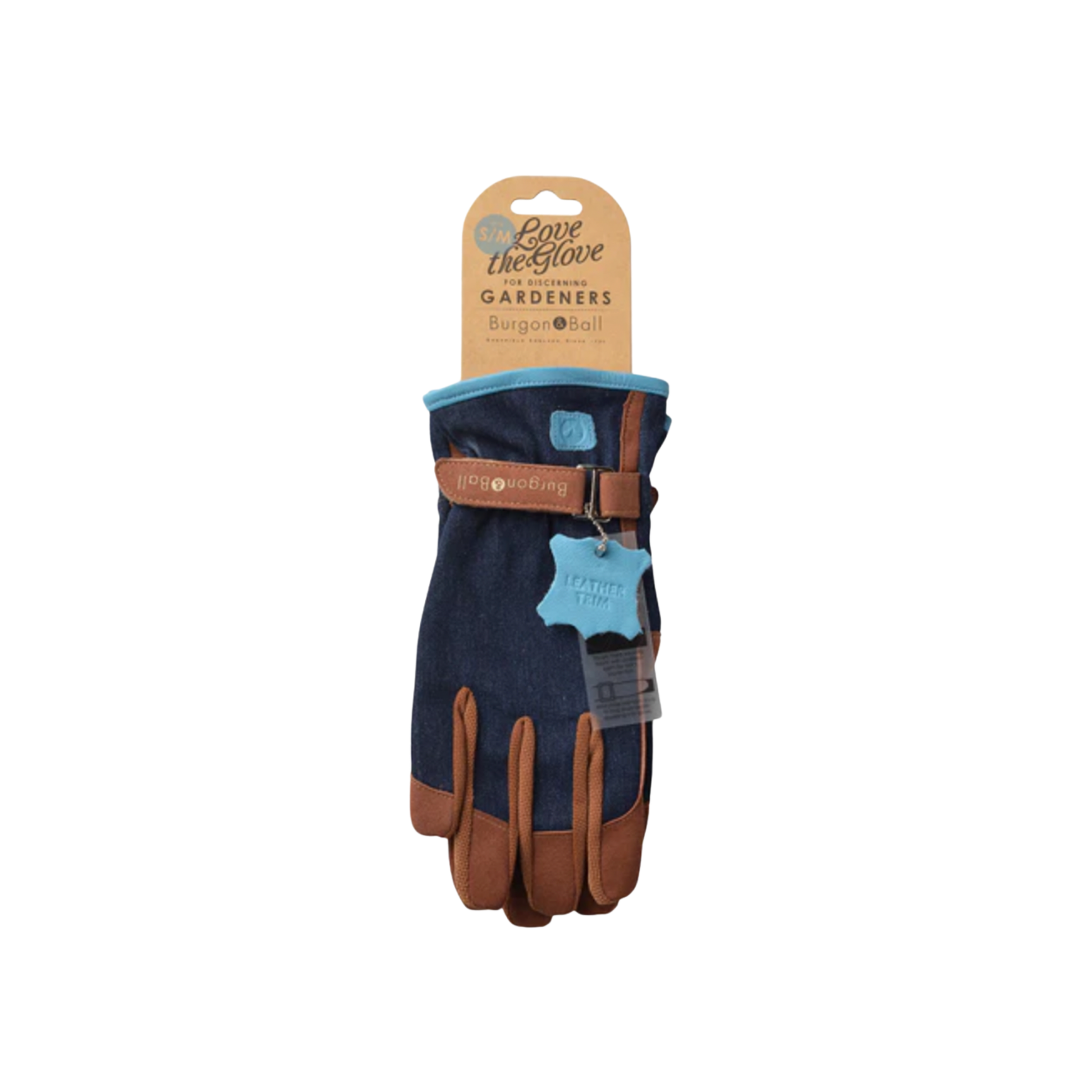 Burgon & Ball gardening glove in cardboard packaging front view