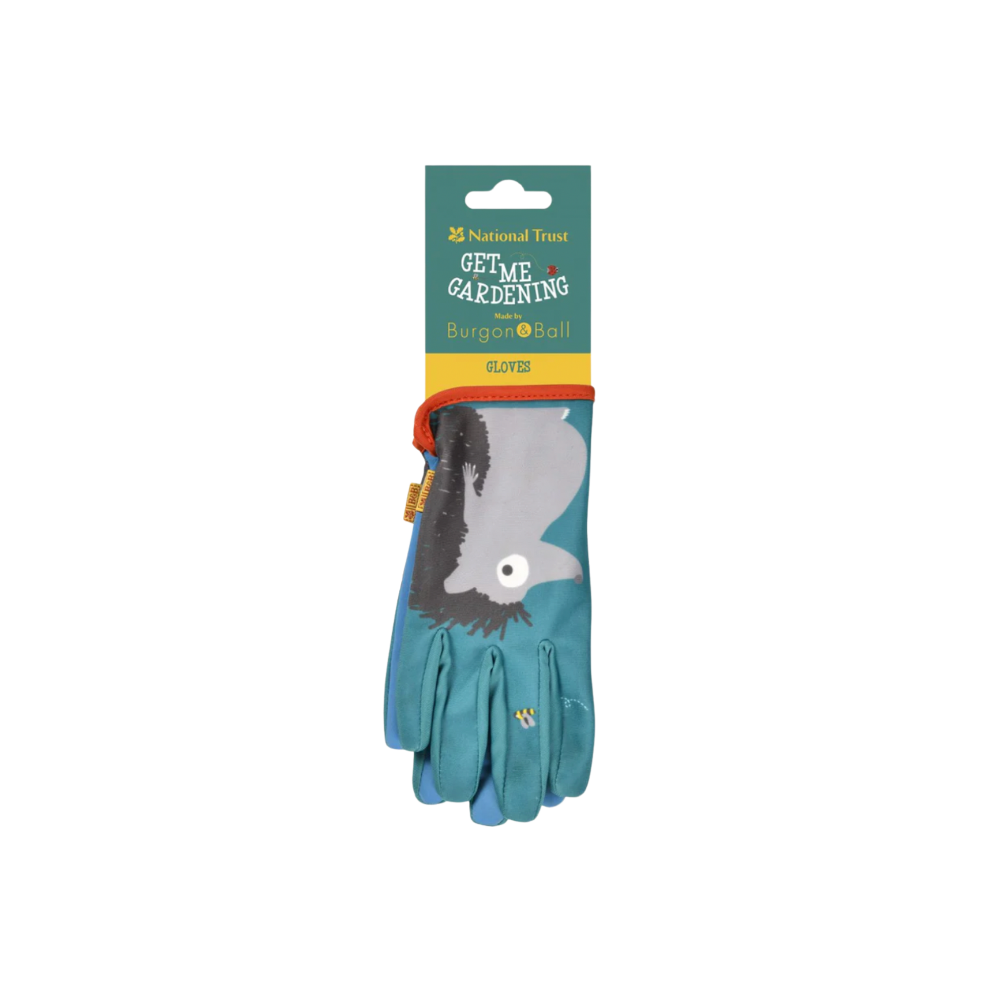 Burgon & Ball kids gardening gloves hedgehog in cardboard packaging