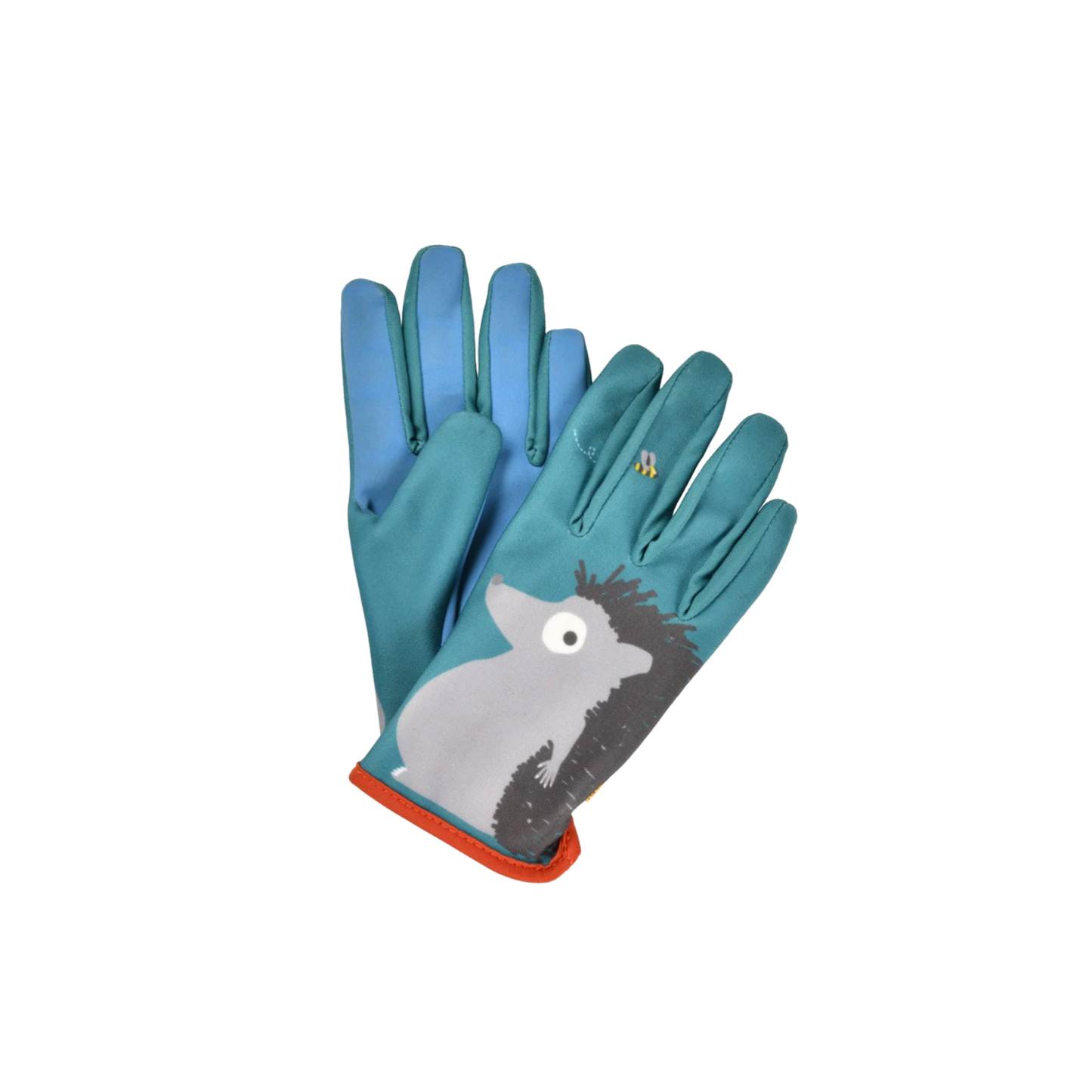 Burgon & Ball kids gardening gloves hedgehog unpackaged front and back view