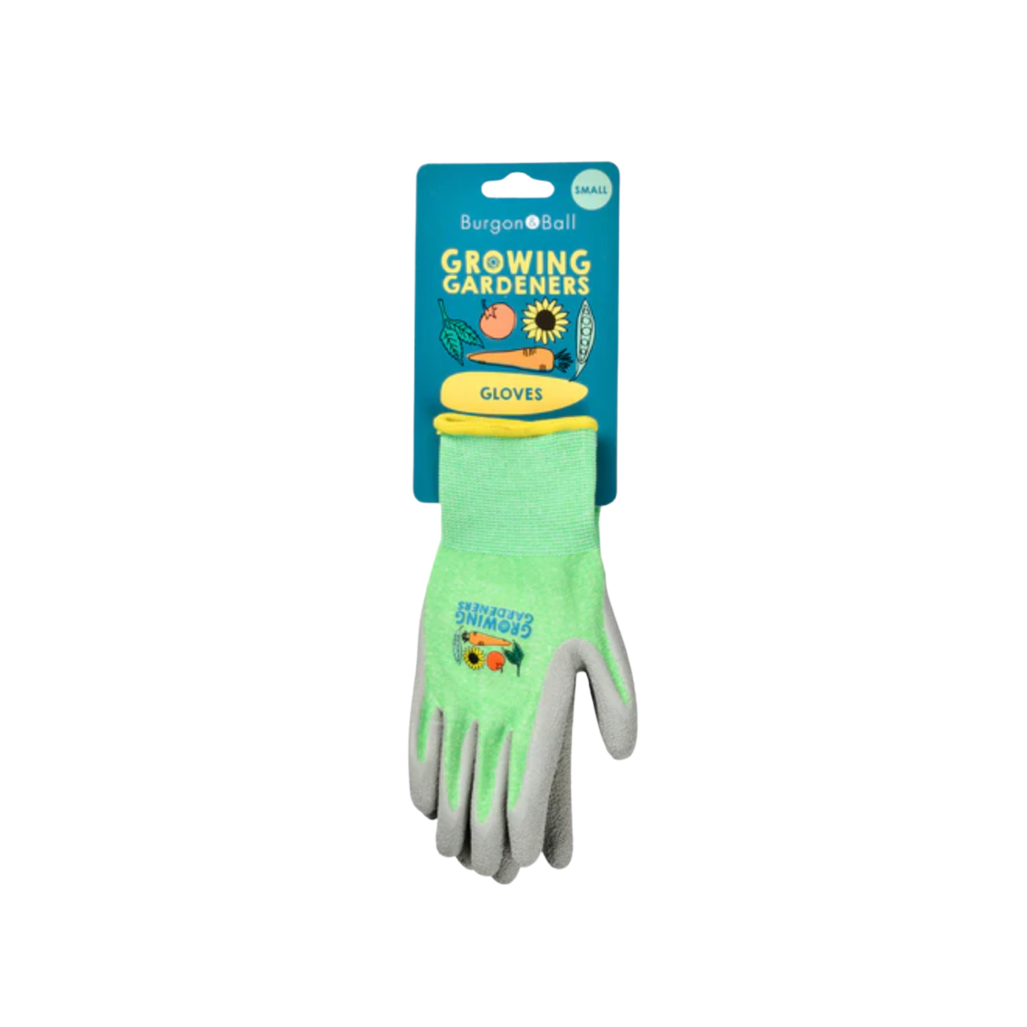 Burgon & Ball kids gardening glove in cardboard packaging front view