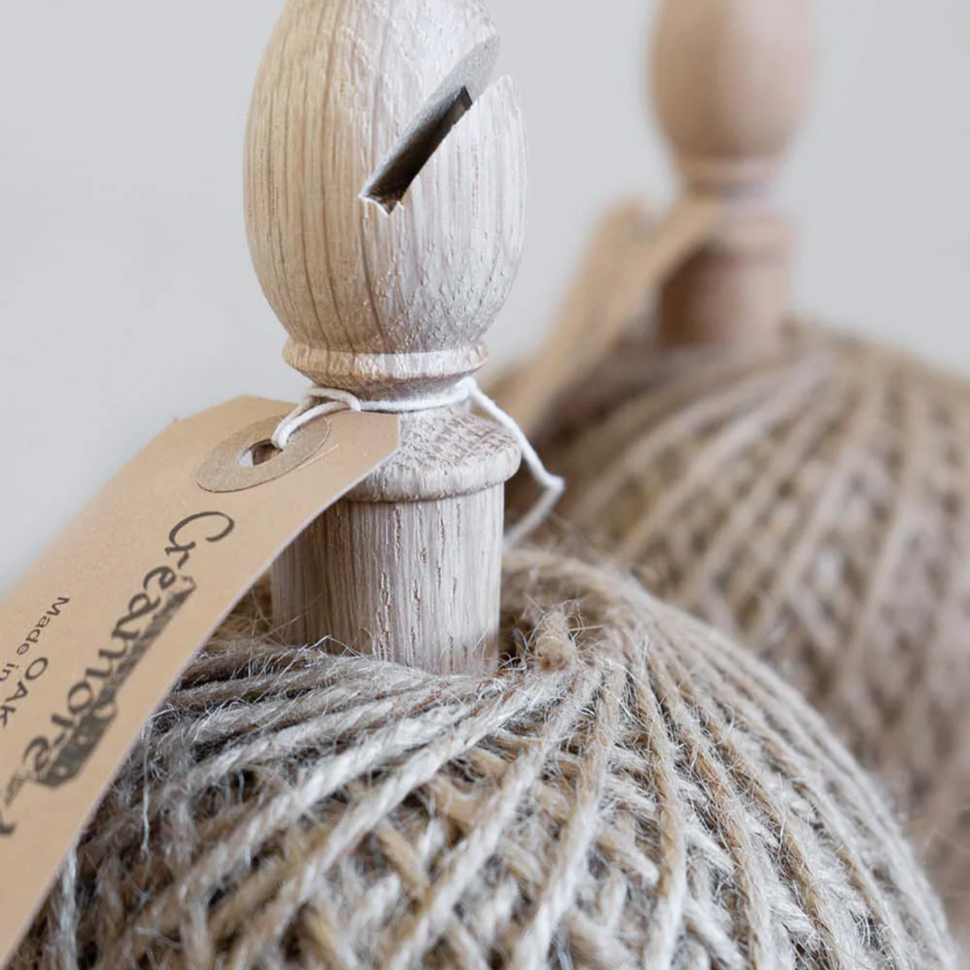 Close up of twine stand with cutter natural