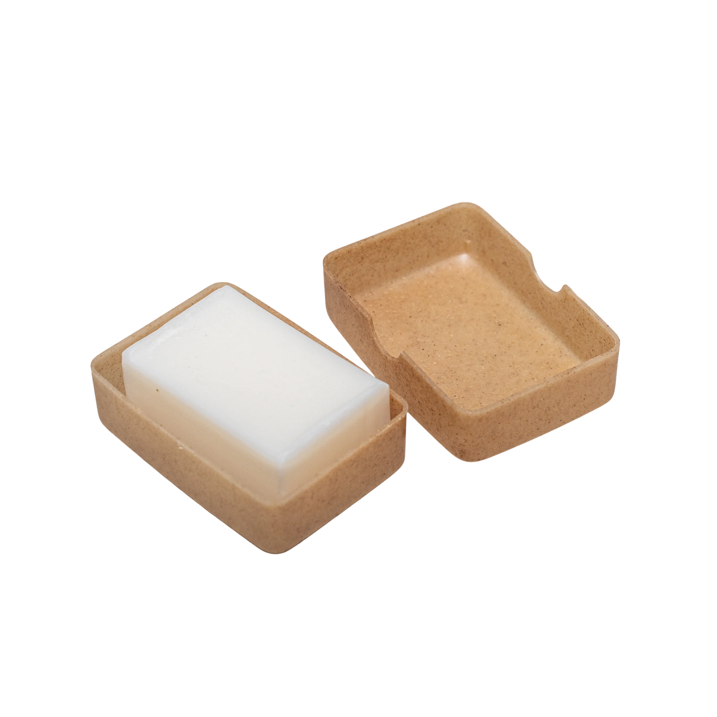 Eco-friendly travel container by Croll & Denecke made from Arboform liquid wood, natural brown, combining natural materials like lignin and hemp for a sustainable, lightweight alternative to plastic.