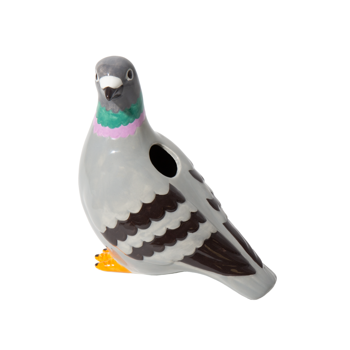 Side view of the DOIY urban charm playful pigeon inspired vase design medium, a quirky city twist to your interior styling.
