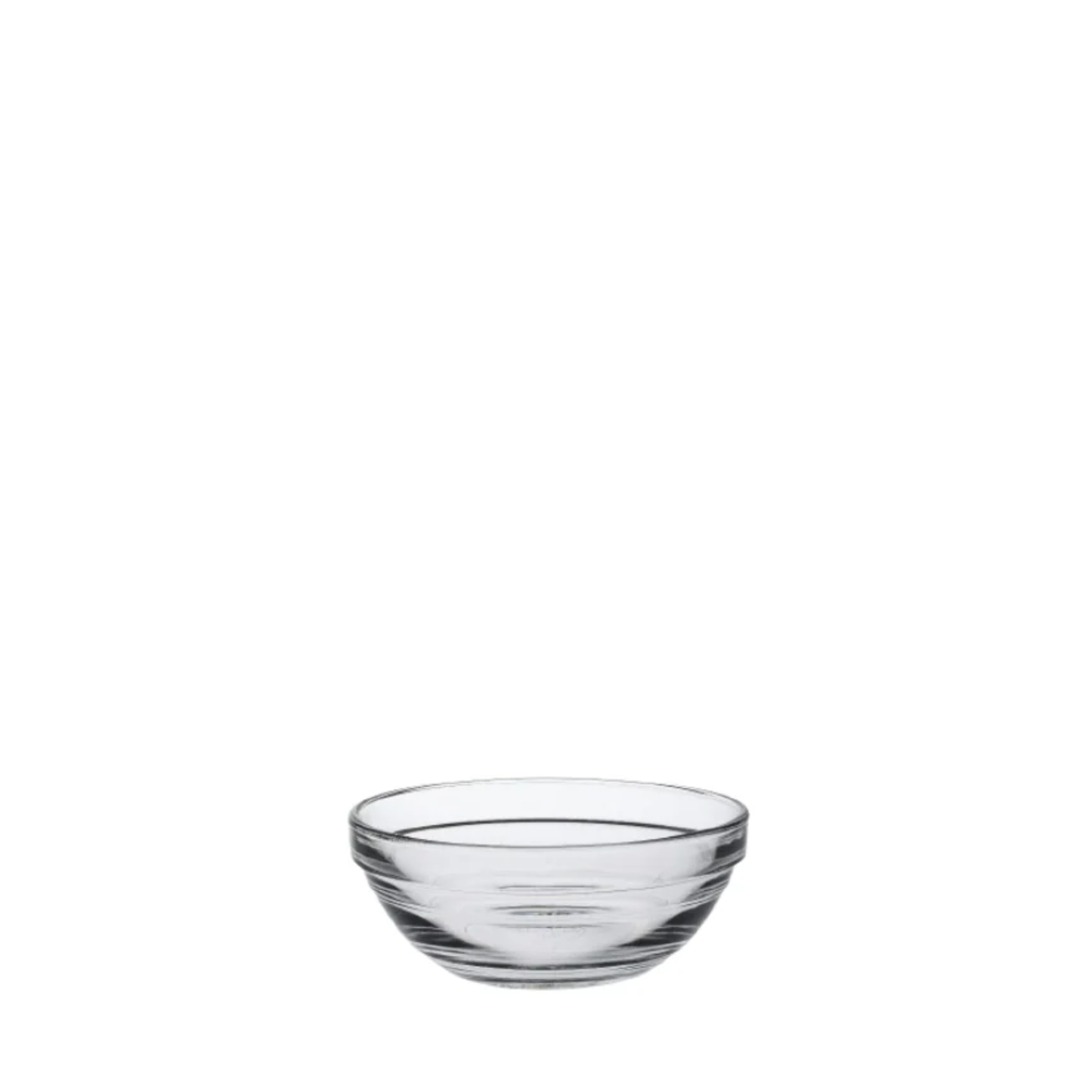 Clear Duralex transparent glass bowl with rounded shape, stackable design, 31cl - 12cm, ideal for sauce, dip, small dessert, snacks and fruits.
