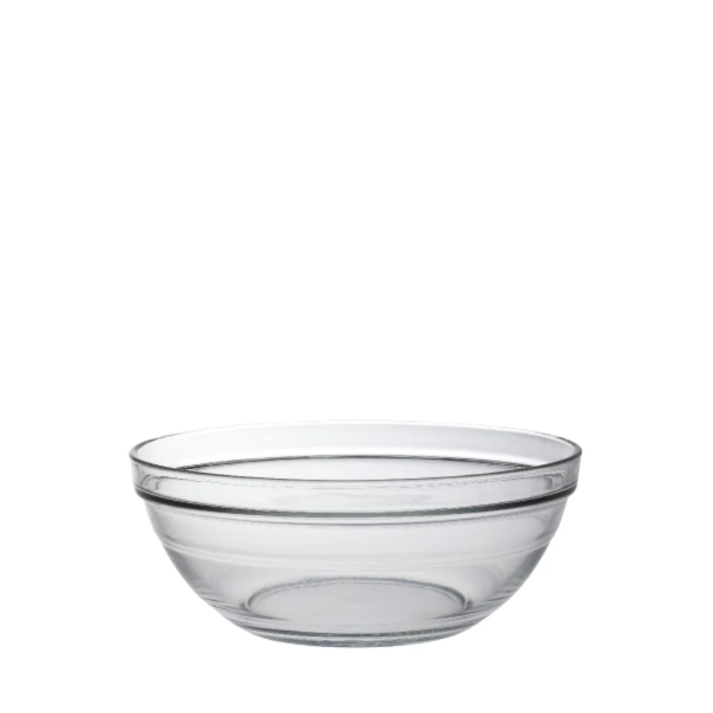 Duralex Le Gigogne stackable transparent glass salad bowl, 1.59L - 20.5cm, rounded shape, ideal for salad, punch, or sauce.