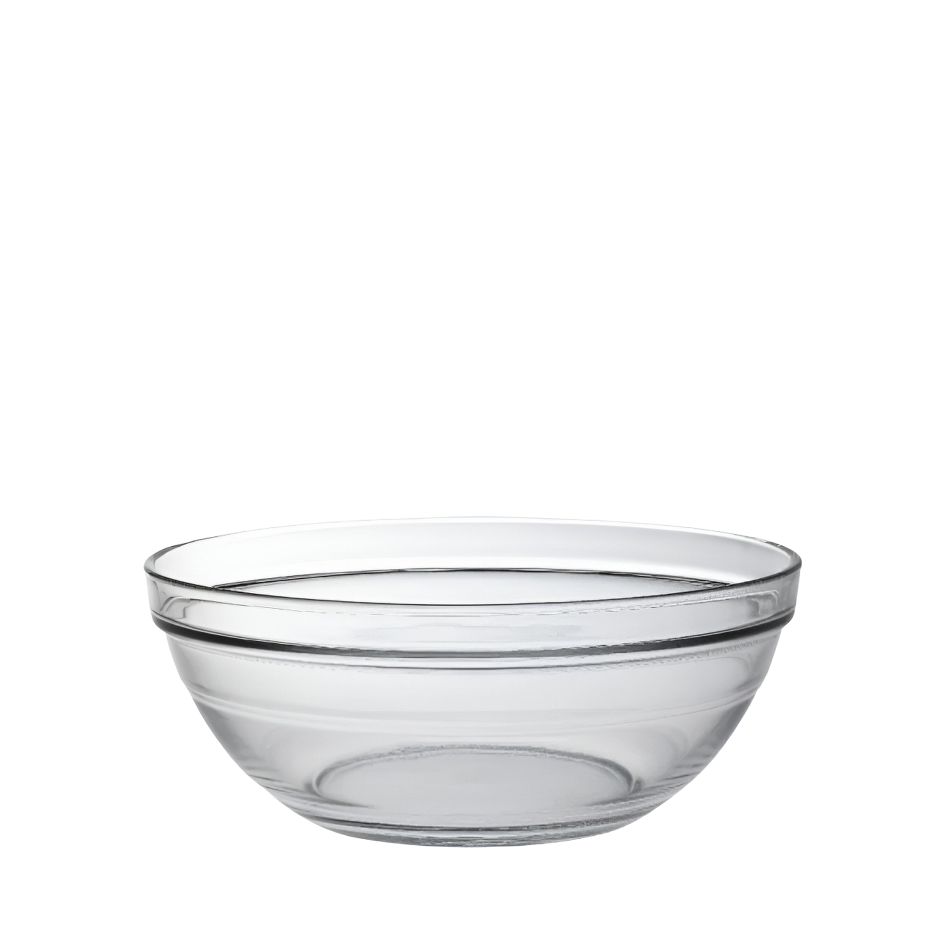 Duralex Le Gigogne stackable transparent glass salad bowl, 2.4 L - 23 cm, rounded shape, ideal for salad, punch, or sauce.