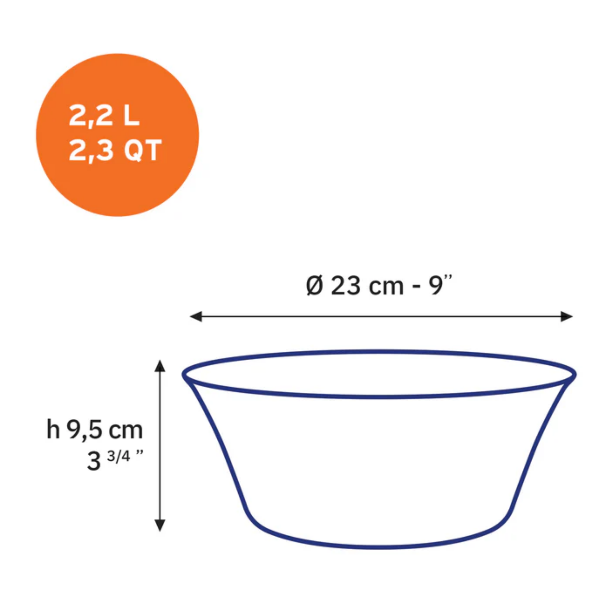 Size image of Duralex tempered glass salad bowl, Amber, durable and hygienic, resists thermal shock up to 130°C, nestable for easy storage, dishwasher and microwave safe