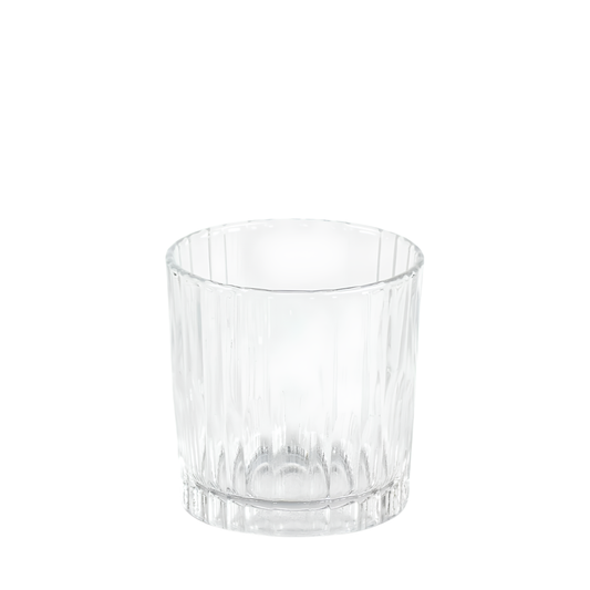 Front view of Duralex Manhattan Clear Tumbler 310ml Set of 6 in transparent clear, made from impact-resistant tempered glass with an elegant lowball design for serving spirits and classic cocktails.