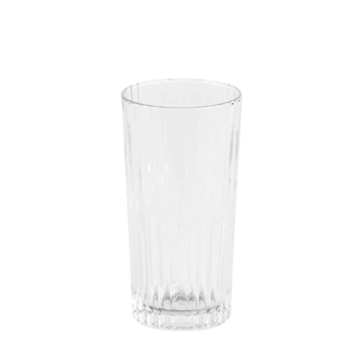 Front view of Duralex Manhattan Highball Tumbler 305ml Set of 6 in clear, made from impact-resistant tempered glass with an elegant, tall design ideal for serving cocktails and mixed drinks.