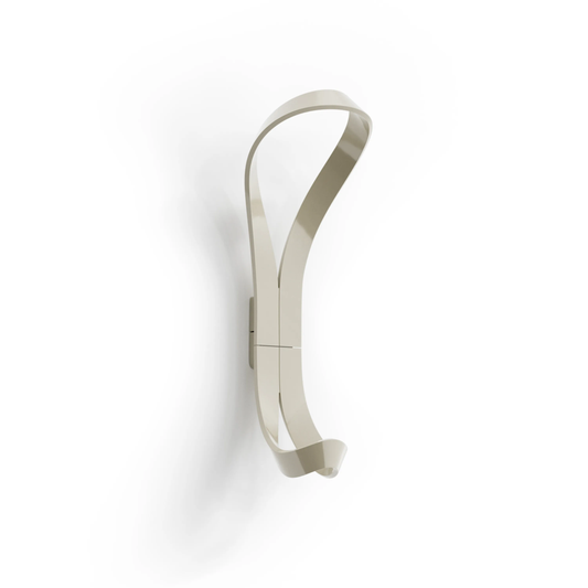 Essem Endless Hook Beige Grey designed by Anna von Schewen, from recycled aluminum hung on the wall.