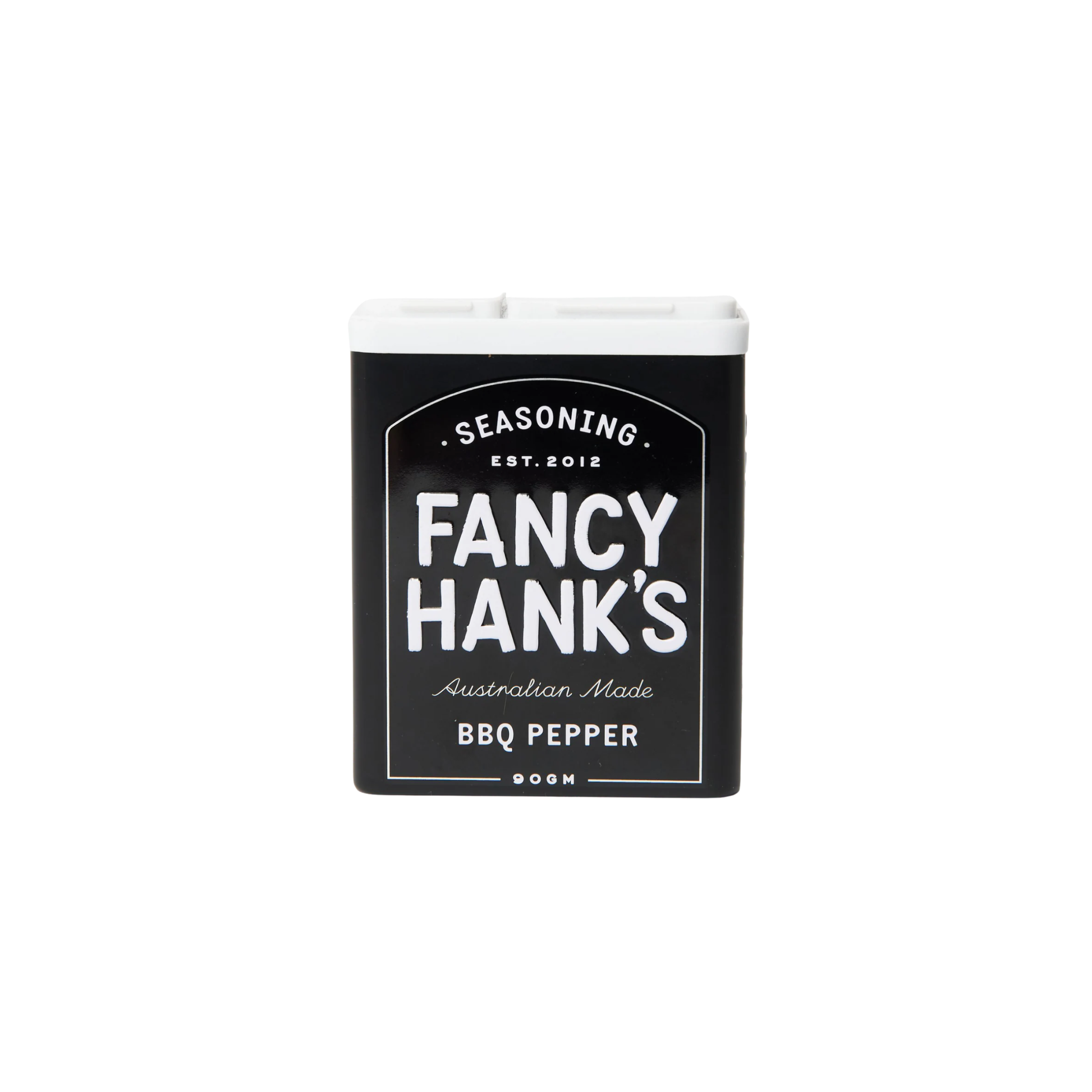 Front view of the Fancy Hanks BBQ Pepper 90g, a bold pepper-forward seasoning rub designed for meat.