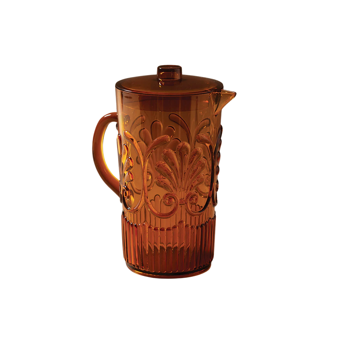 Amber acrylic jug front angled view