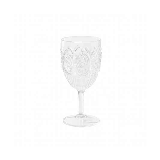 Fathom Acrylic Wine Glass Clear acrylic wine glass - clear - BPA-free plastic - durable with ornate embossed pattern - elegant and safe for outdoor or event use.
