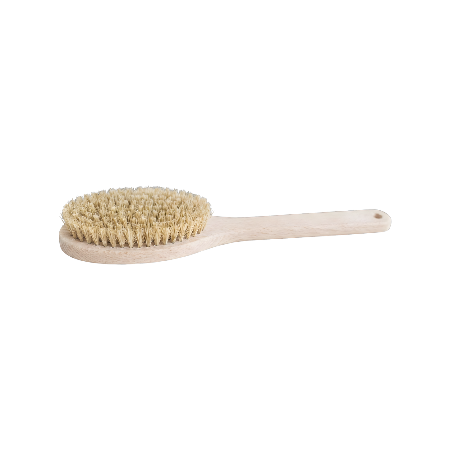 Fathom 38cm beechwood bath brush with natural bristles, single-piece German-made bath brush for gentle skin exfoliation and cleansing in the shower.