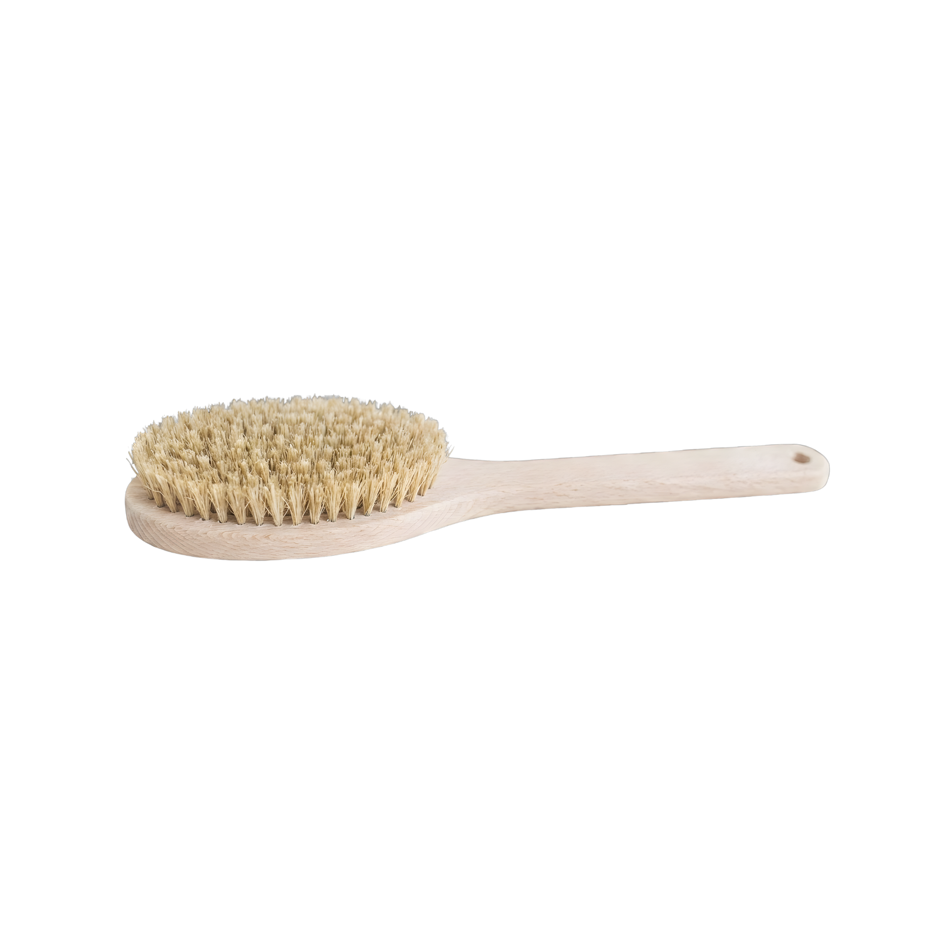 Fathom 38cm beechwood bath brush with natural bristles, single-piece German-made bath brush for gentle skin exfoliation and cleansing in the shower.