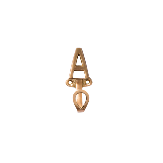Front view of brass letter A