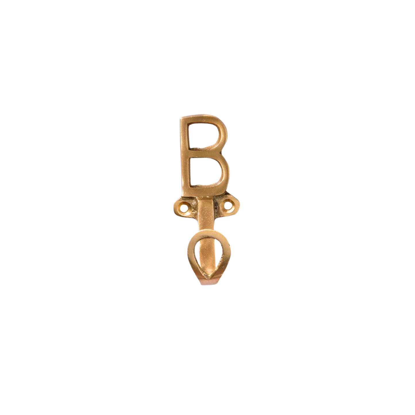 Front view of brass letter B