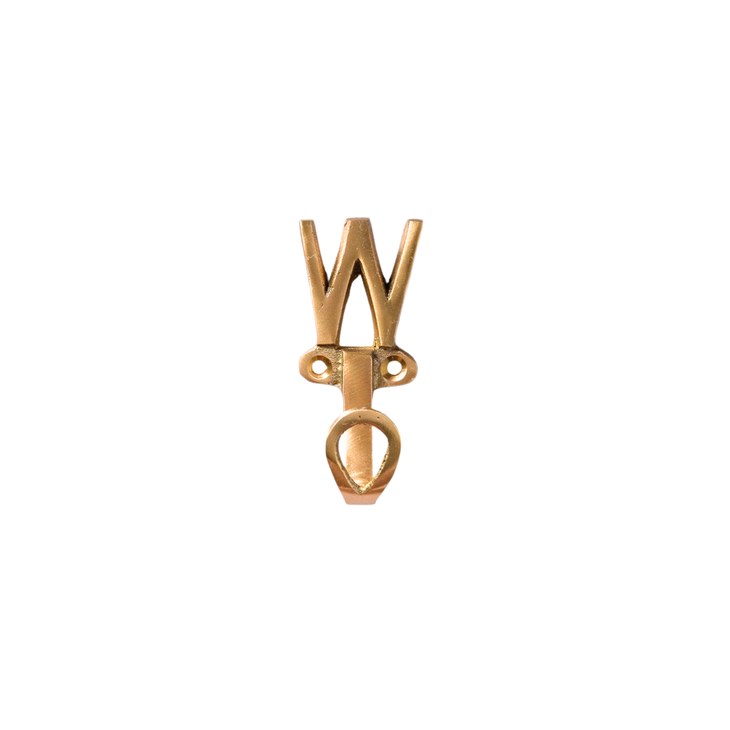 Front view of brass letter W