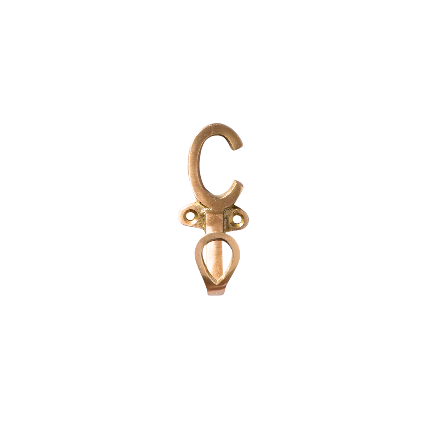 Front view of brass letter C