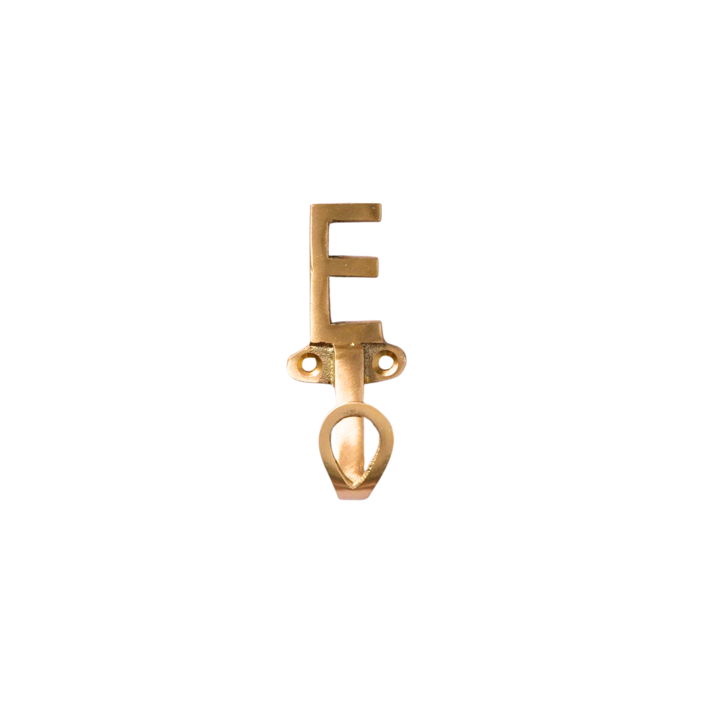 Front view of brass letter E