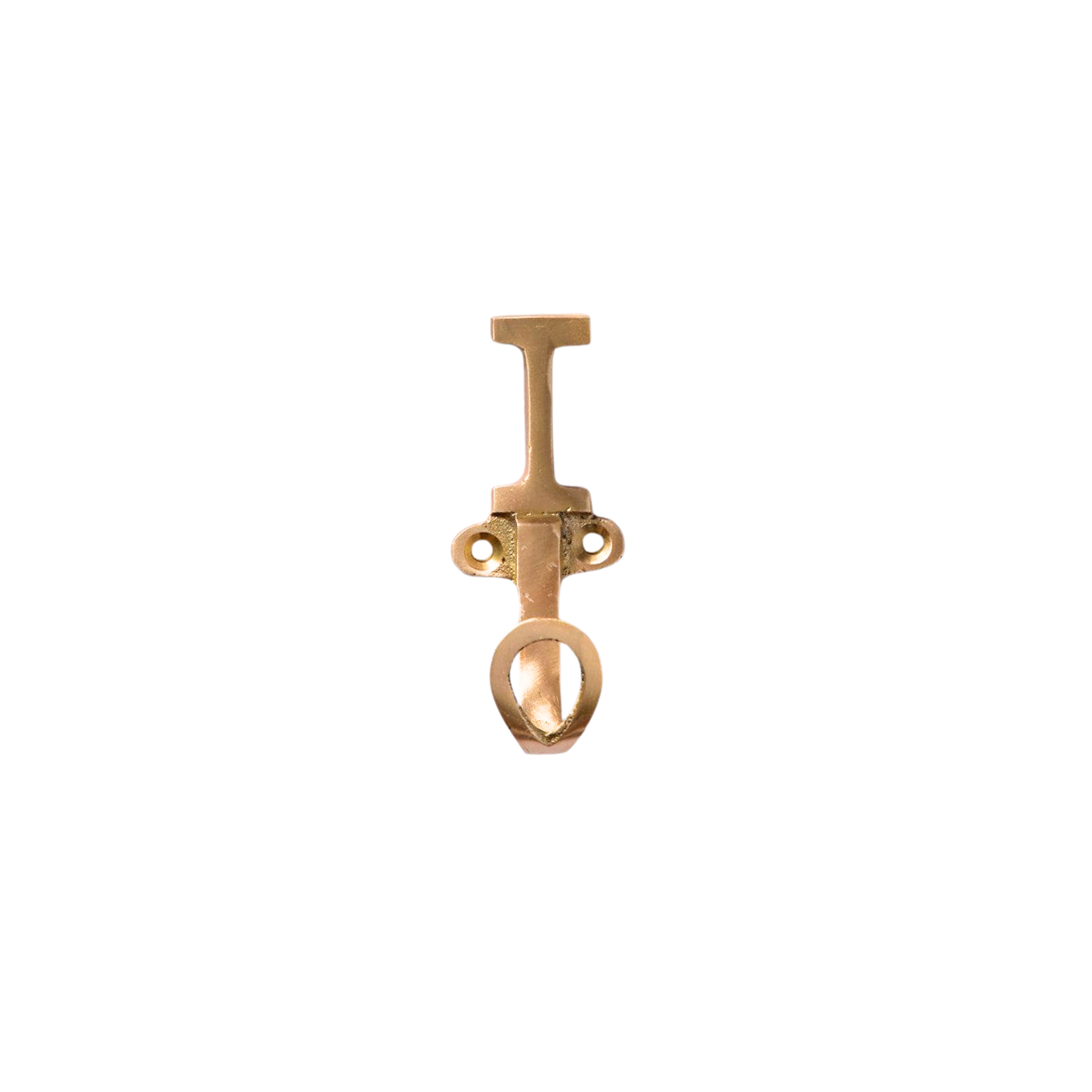 Front view of brass letter I