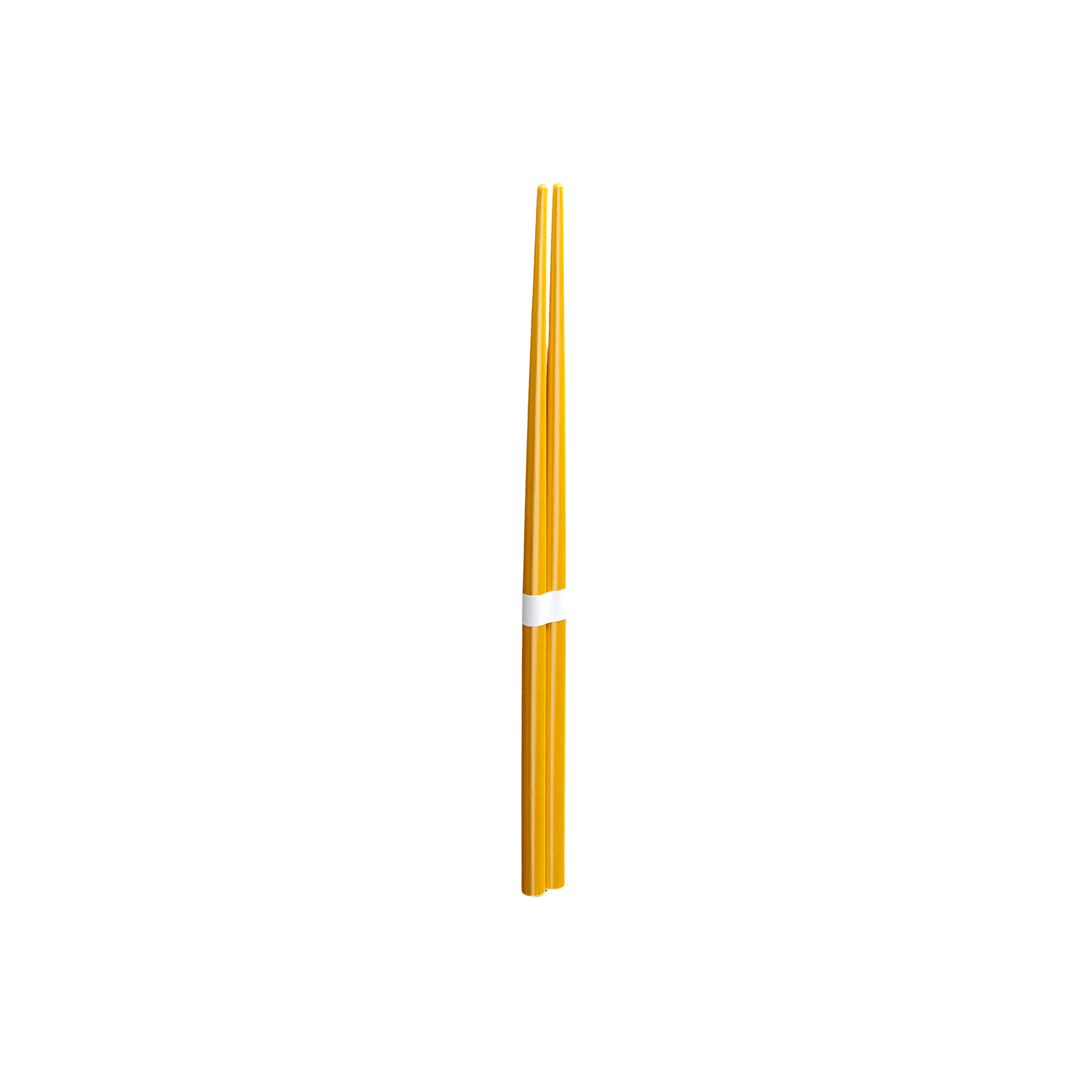 Top down view of Fathom Chopsticks Pair Lacquered Gold, sleek finish with a white accent.
