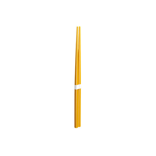 Top down view of Fathom Chopsticks Pair Lacquered Gold, sleek finish with a white accent.