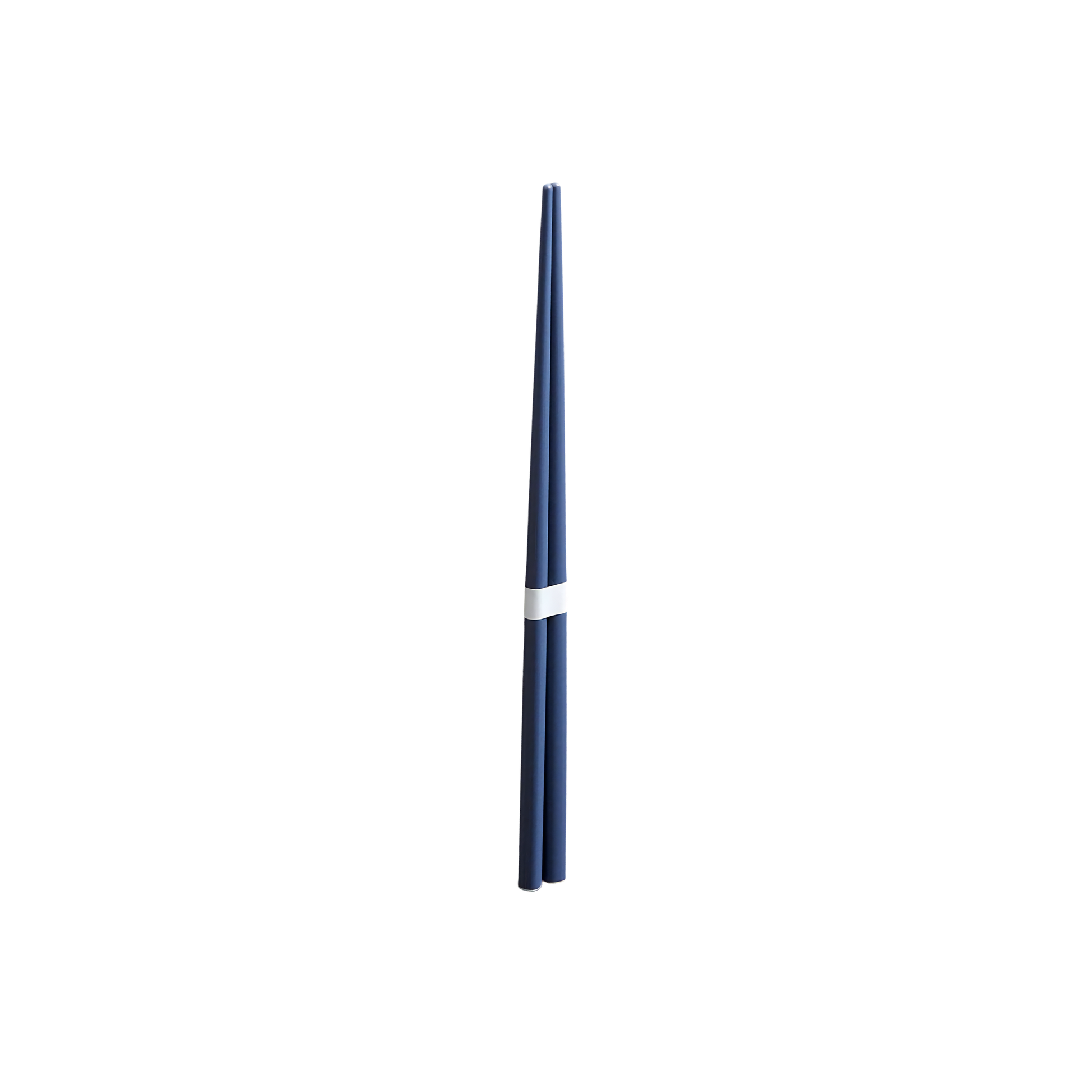 Top down view of Fathom Chopsticks Pair Lacquered Navy blue rich finish with subtle white accent.