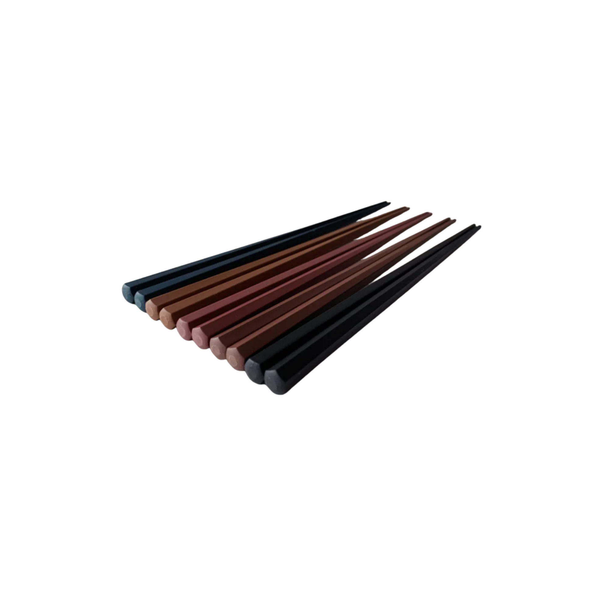 Fathom Kyoto Chopsticks Set of 5 - Timber-tone resin chopsticks, 23cm long, hexagonal shape with matte finish for non-slip grip, dishwasher safe.