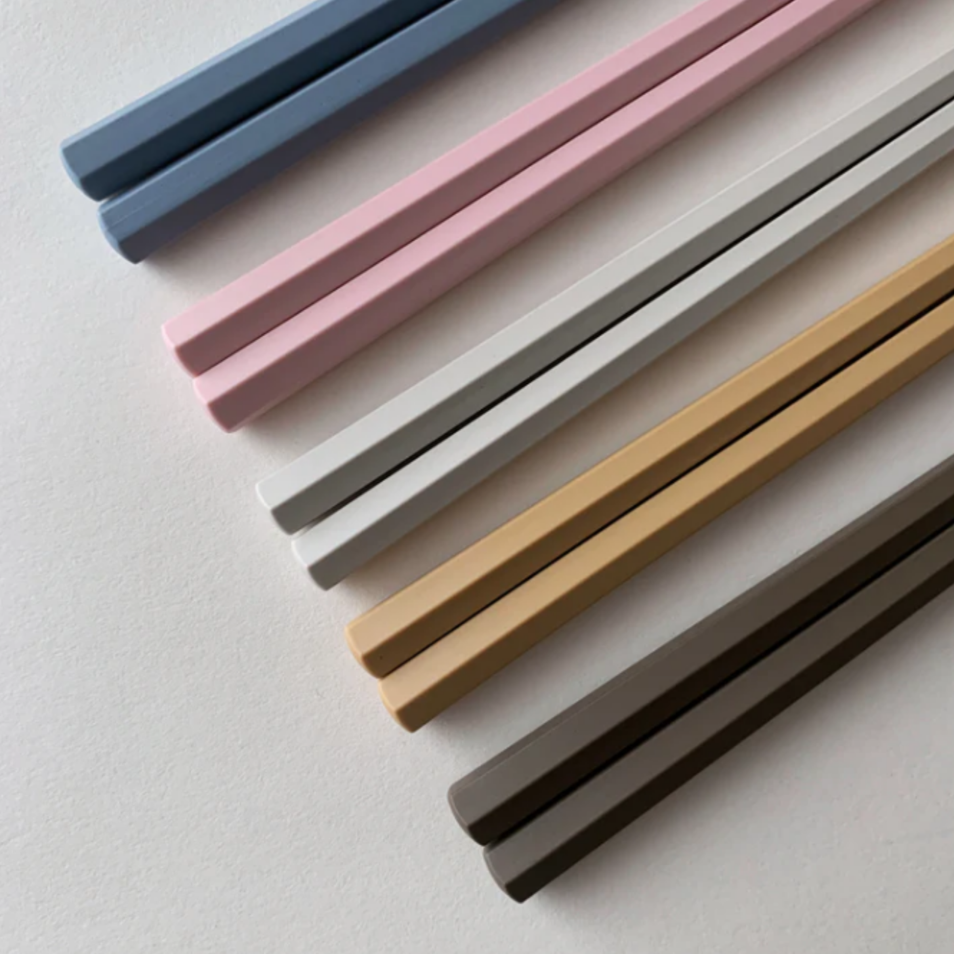 Fathom Tokyo Chopsticks Set of 5 - Pastel resin chopsticks, 23cm long, hexagonal shape with matte non-slip finish, lightweight, dishwasher safe.