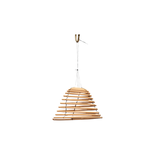 Fathom Citronella Hanging Chandelier imported from the UK, featuring a suspended citronella coil with metal hook that adds elegance while repelling mosquitoes; available in small (22 hrs) burn times.