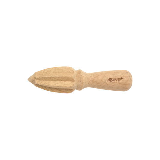 Wooden hand held citrus reamer side view