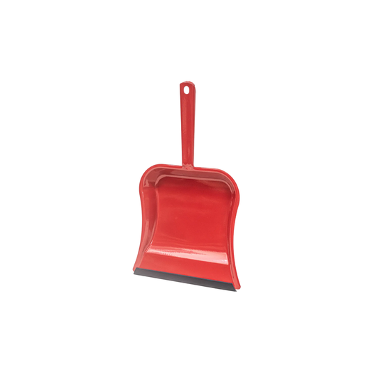 Fathom Dustpan Metal Red - German-made solid metal dustpan with rubber edge and hanging hole, 39cm length, 23cm pan, durable and elegant cleaning tool, pairs with natural or vegan dust brushes for effortless sweeping.