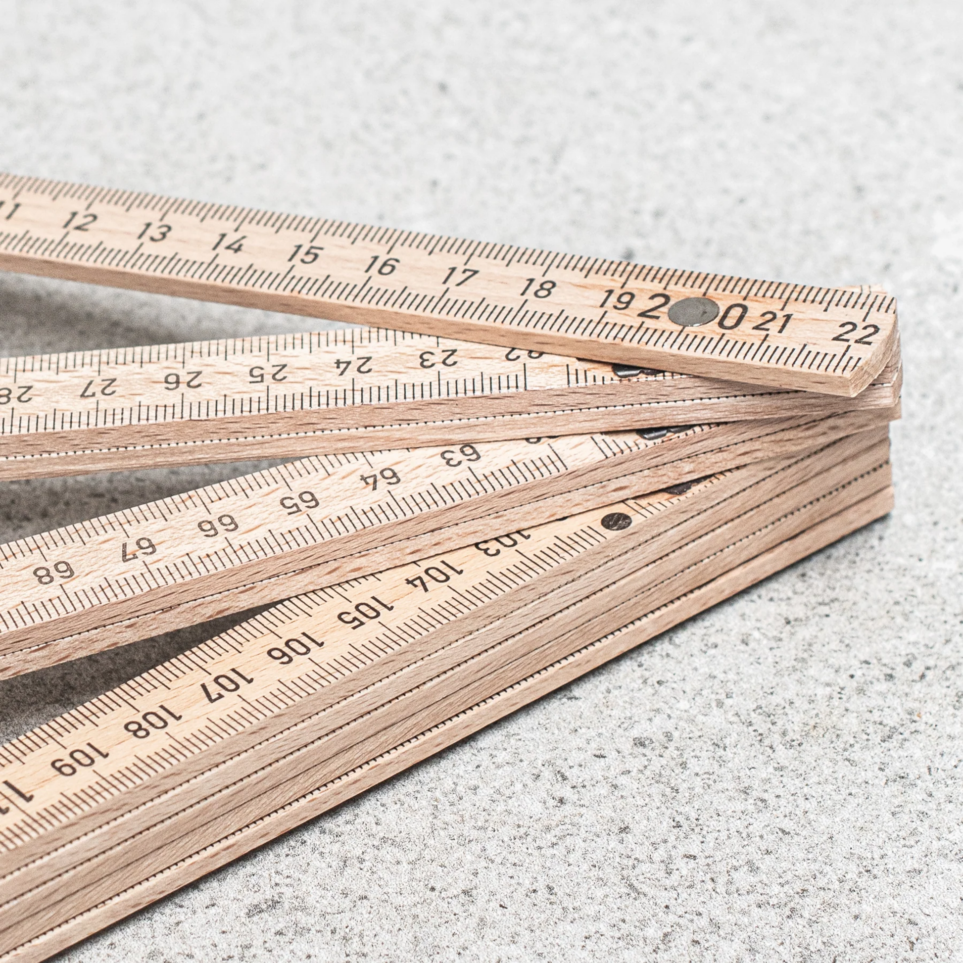 Close up of folding ruler fanned out