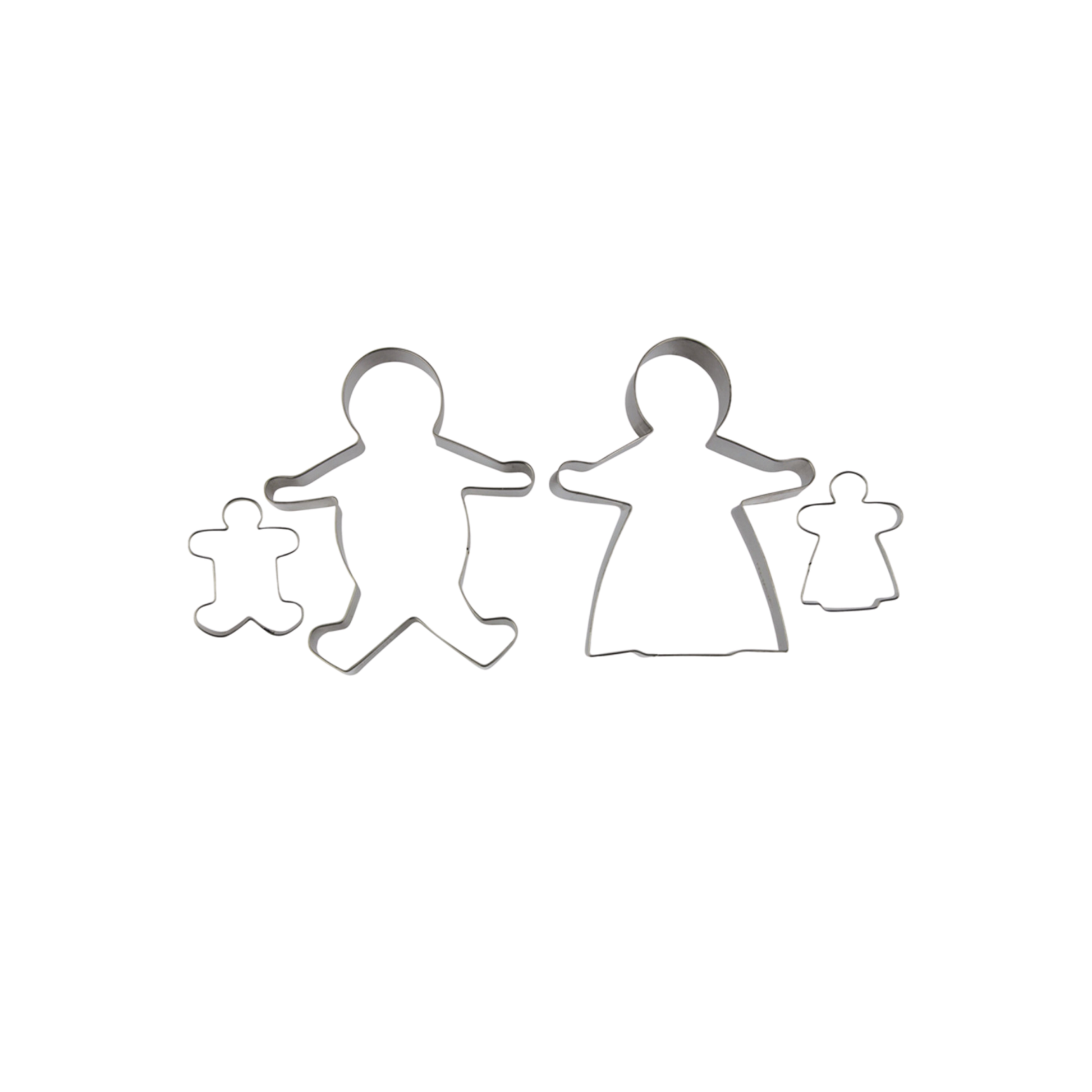 Set of 4 gingerbread cookie cutters front view