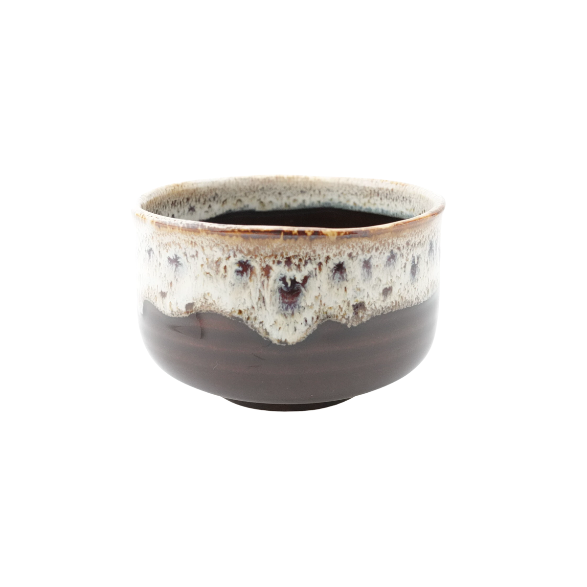 Side view of the Fathom Japanese Hasami Ware Matcha Bowl in amber, ceramic with textured finish, compact lightweight design for casual matcha.