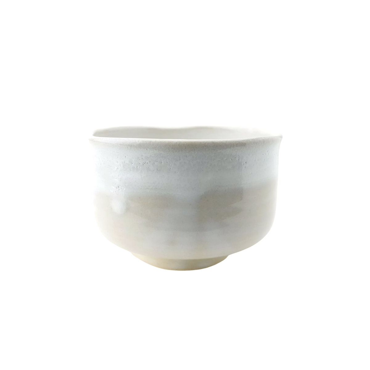 Side view of Fathom Japanese Hasami Ware Matcha Bowl in white, ceramic with textured finish, compact lightweight design for casual matcha.