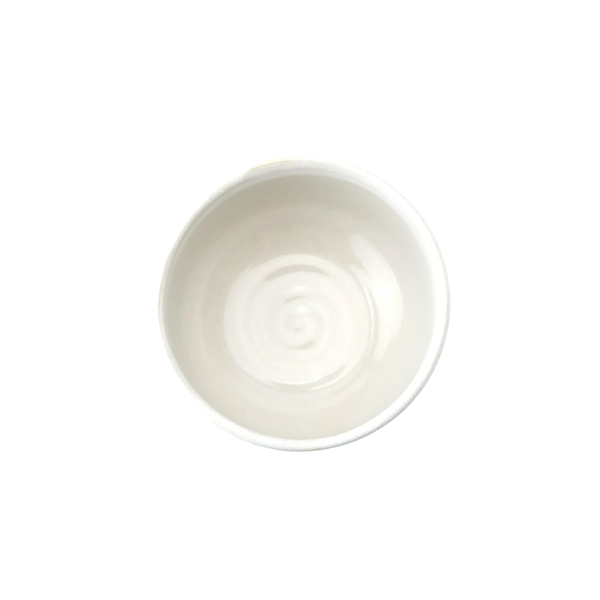 Top view of Fathom Japanese Hasami Ware Matcha Bowl in white, ceramic with textured finish, compact lightweight design for casual matcha.