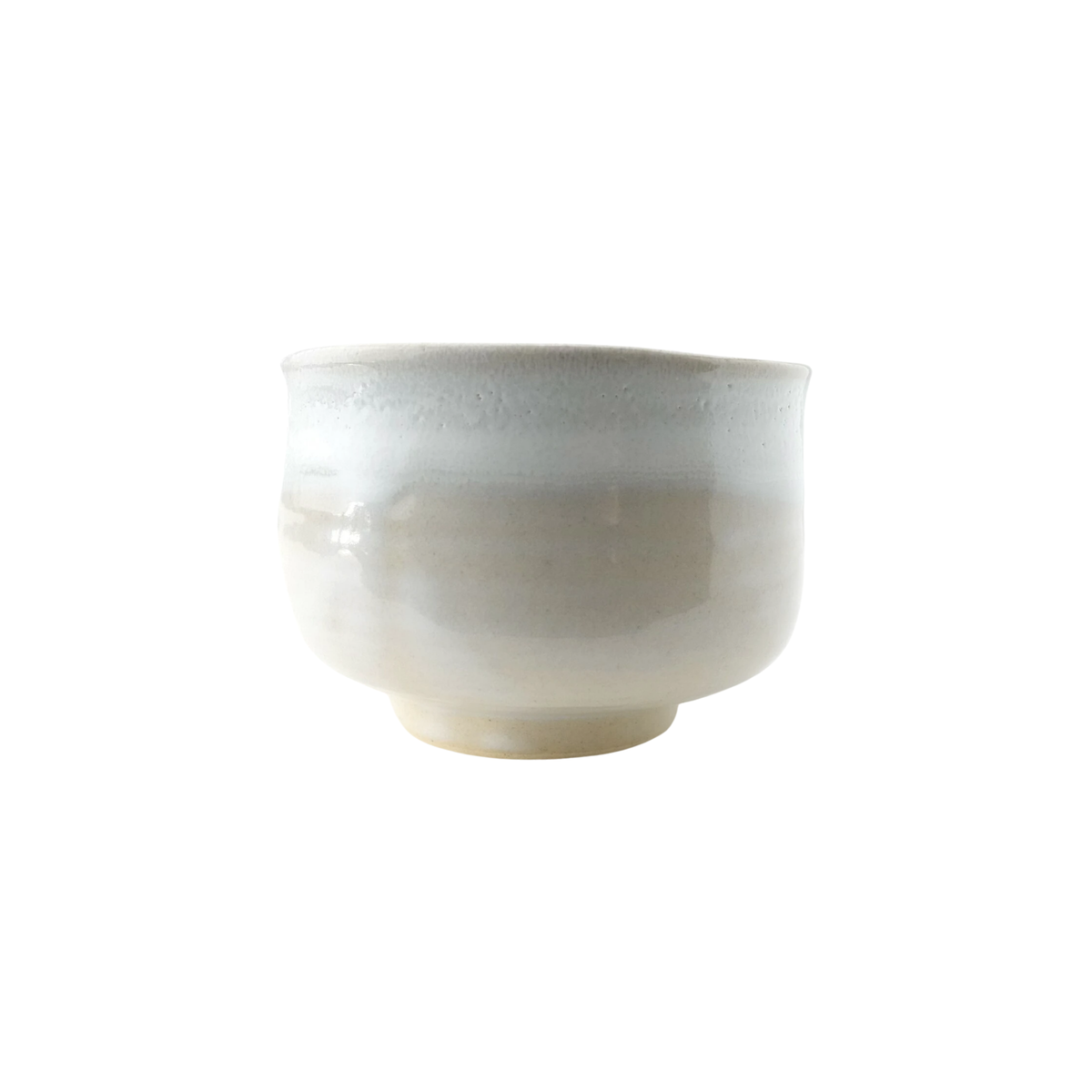 Side view of Fathom Japanese Hasami Ware Matcha Bowl in white, ceramic with textured finish, compact lightweight design for casual matcha.