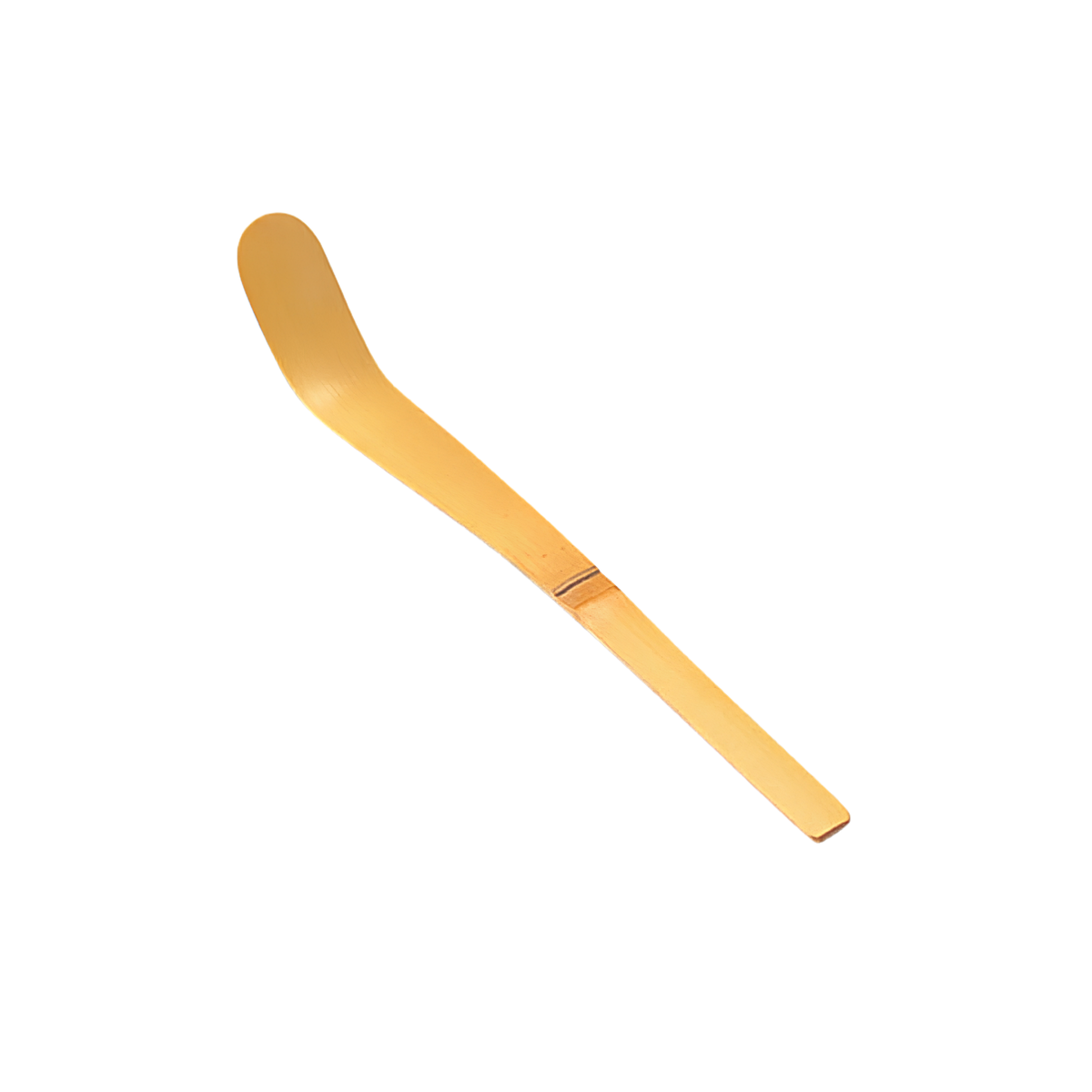 Front view of Fathom Japanese Matcha Tea Spoon 10cm Bamboo, scoops matcha from tea containers into bowls.