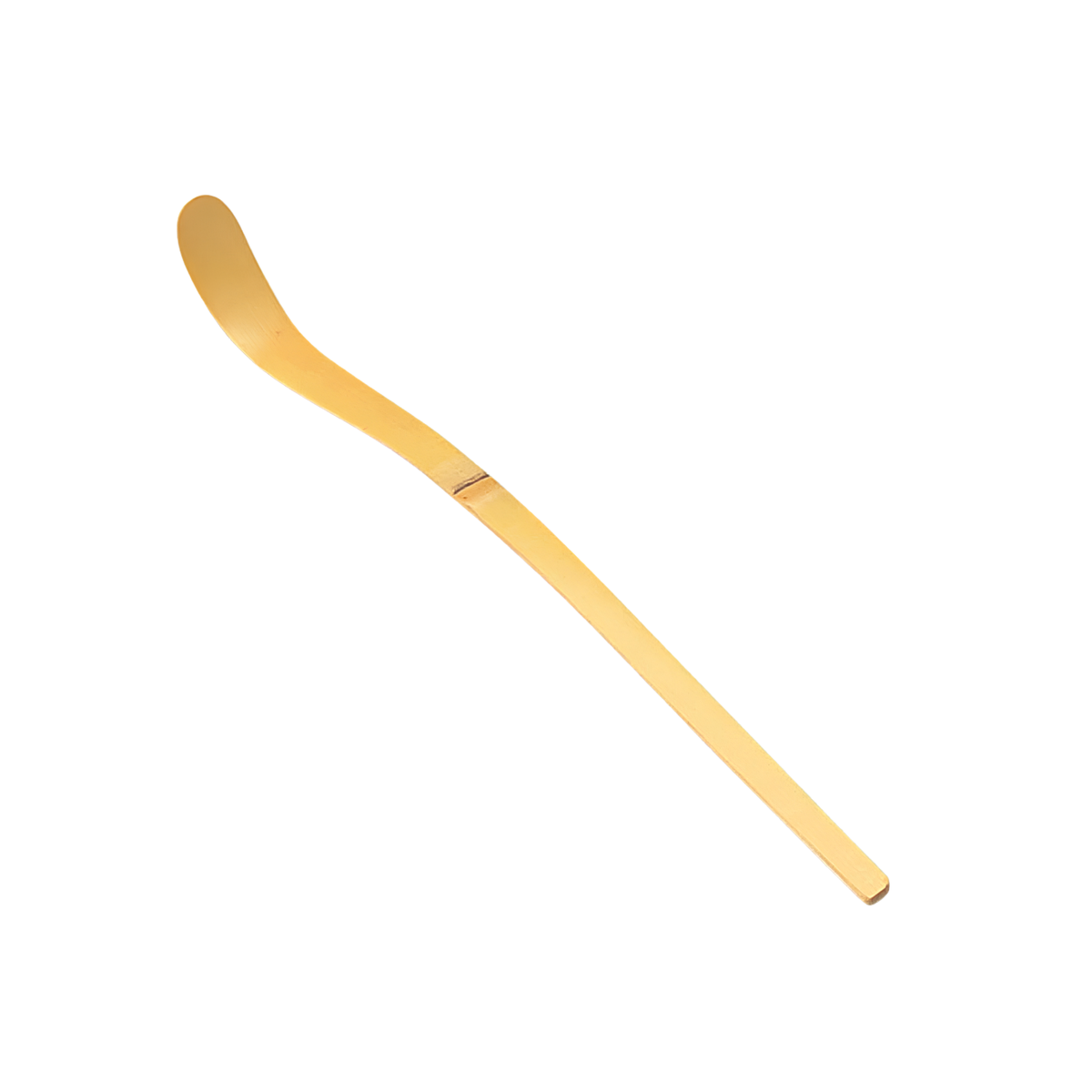 Front view of Fathom Japanese Matcha Tea Spoon 18.5cm Bamboo, scoops matcha from tea containers into bowls.