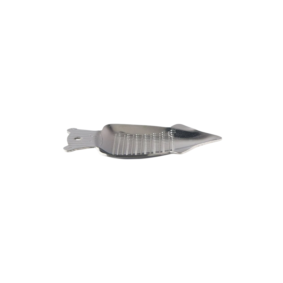 Semi top view of Fathom Japanese Mini Squid Grater White Ceramic, squid-shaped design for grating small amounts of salt, ginger, and wasabi, etc.