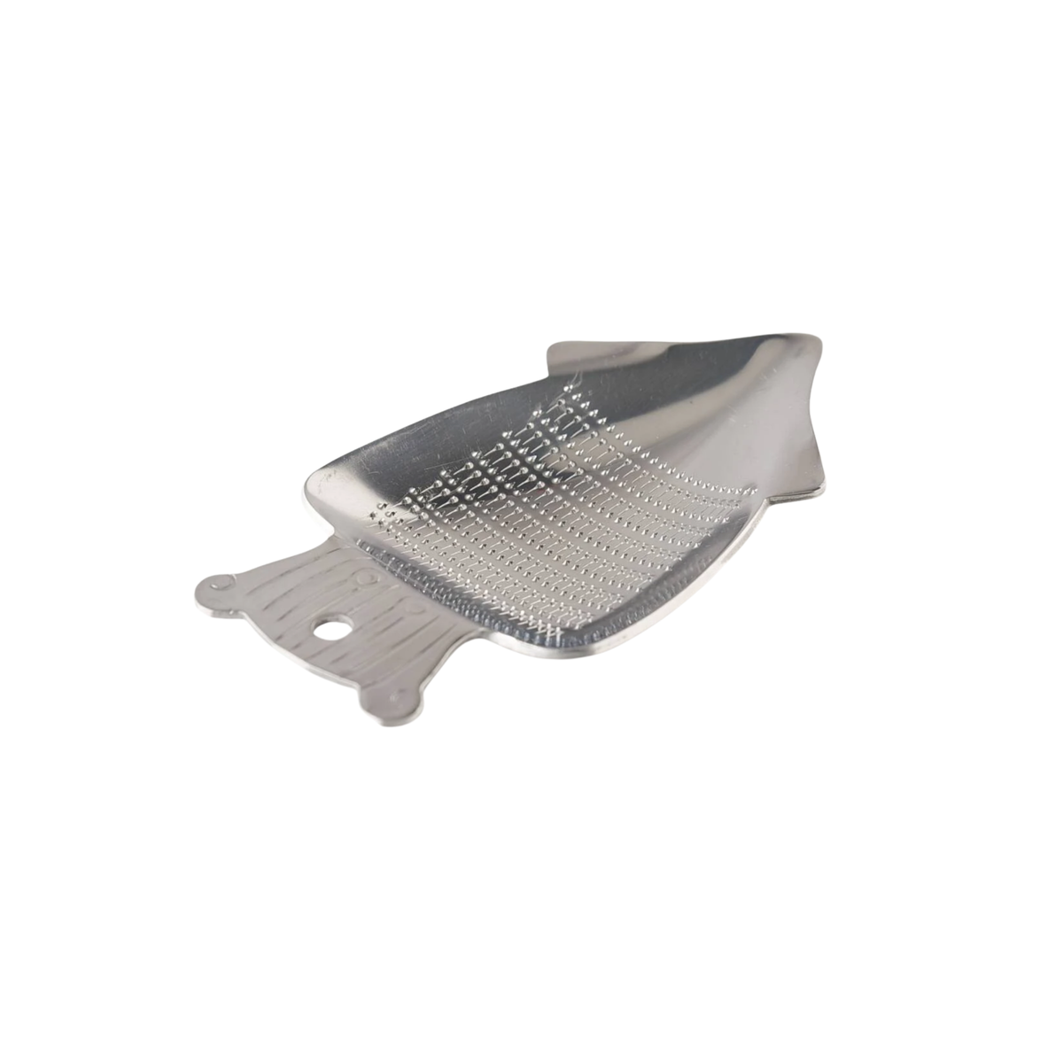 Top view of Fathom Japanese Mini Squid Grater White Ceramic, squid-shaped design for grating small amounts of salt, ginger, and wasabi, etc.