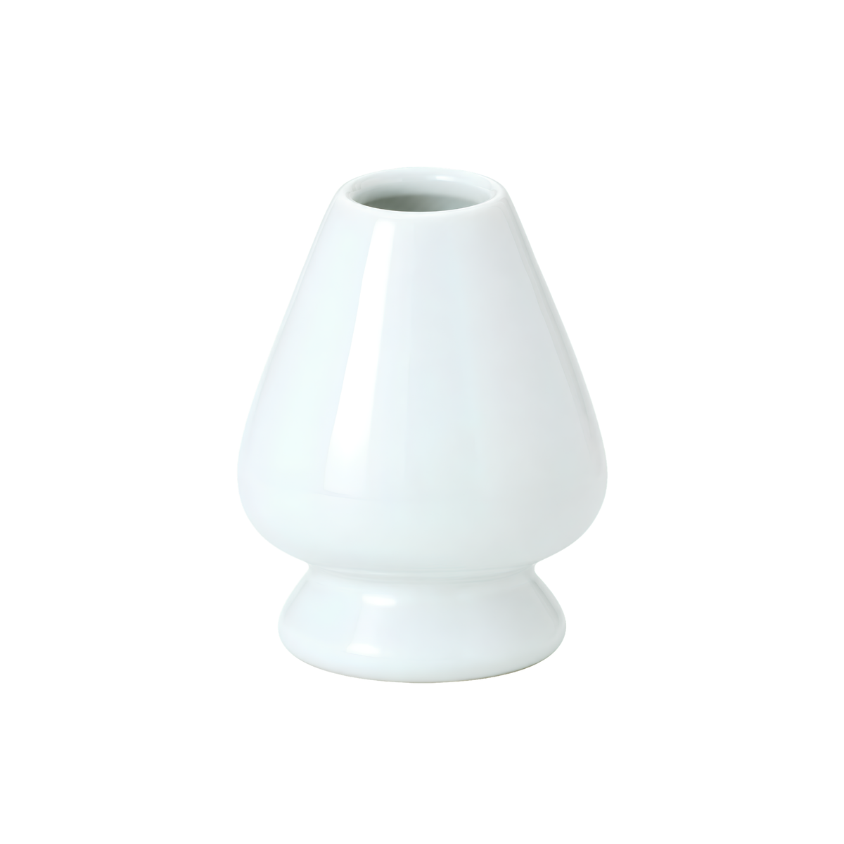 Front view of the Fathom Japanese Mino Ware Matcha Whisk Stand White Ceramic, preserves Chasen shape after washing.