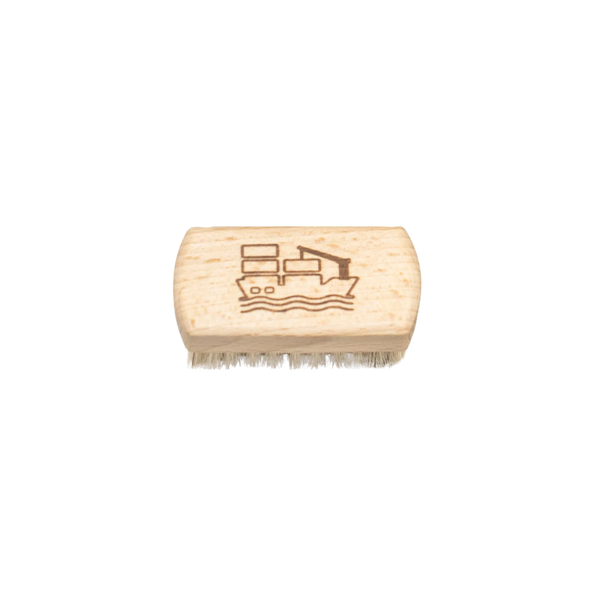 Fathom Kids Nail Brush Boat figure engraved, made of natural bristle, soft on hands, set into beechwood.